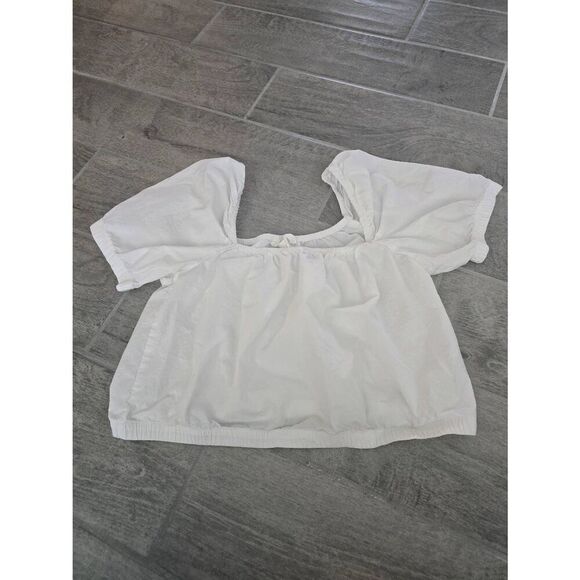 Women's H&M Off the Shoulder Crop Top Puff Sleeve‎ White Size Small - Picture 1 of 5